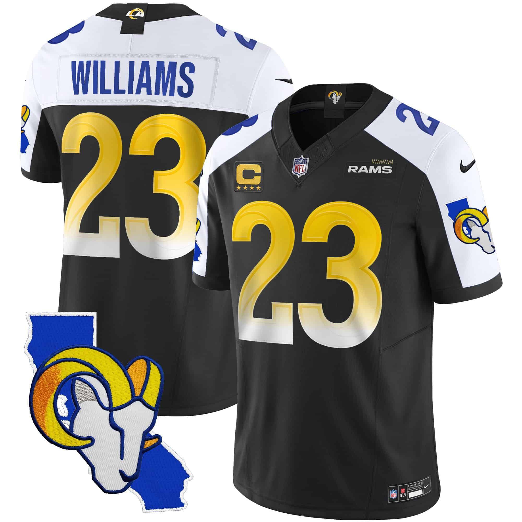 Men Los Angeles Rams #23 Williams Black 2024 Nike California Patch Vapor Limited NFL Jersey->indianapolis colts->NFL Jersey